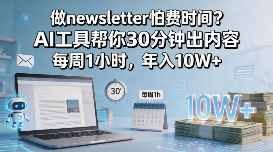 做newsletter怕费时间？AI工具帮你30分钟出内容，每周1小时，年入10W+！【原创双语字幕】采购|汽车产业|汽车配件|机加工企业家交流社群中心