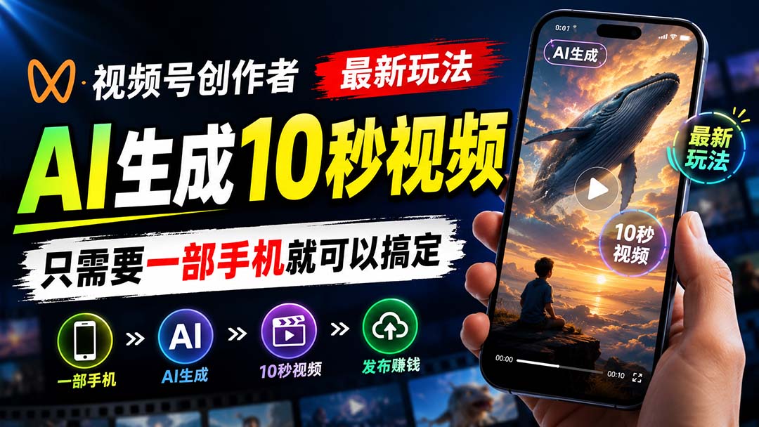 视频号创作者最新玩法,AI生成10秒视频,只需要一部手机就可以搞定采购|汽车产业|汽车配件|机加工企业家交流社群中心