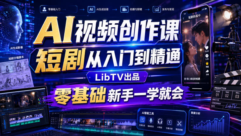 AI视频创作课，短剧从入门到精通，LibTV出品，零基础新手一学就会采购|汽车产业|汽车配件|机加工企业家交流社群中心