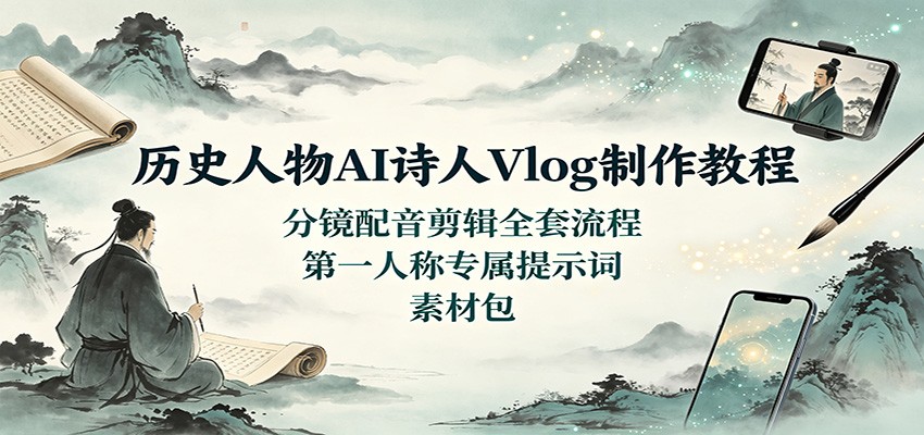 历史人物AI诗人Vlog制作教程:分镜配音剪辑全套流程,第一人称专属提示词素材包采购|汽车产业|汽车配件|机加工企业家交流社群中心