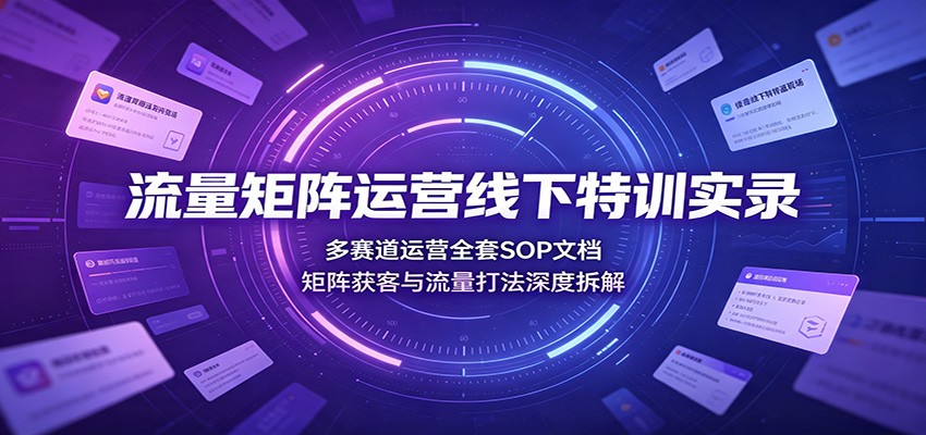 流量矩阵运营线下特训实录：多赛道运营全套SOP文档，矩阵获客与流量打法深度拆解采购|汽车产业|汽车配件|机加工企业家交流社群中心