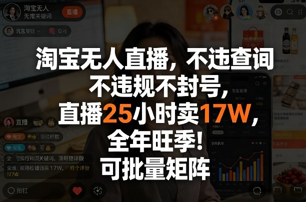 淘宝无人直播，不违规不封号，直播25小时卖17W，全年旺季！可批量矩阵【揭秘】采购|汽车产业|汽车配件|机加工蚂蚁智酷企业交流社群中心