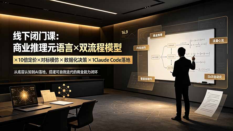 线下闭门课：商业推理元语言×双流程模型×10倍定价×对标模仿×数据化决策×Claude Code落地，击穿认知盲区采购|汽车产业|汽车配件|机加工企业家交流社群中心