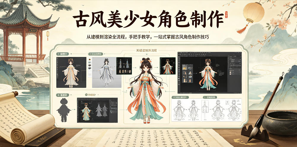 古风美少女角色制作,从建模到渲染全流程,手把手教学,一站式掌握古风角色制作技巧采购|汽车产业|汽车配件|机加工企业家交流社群中心