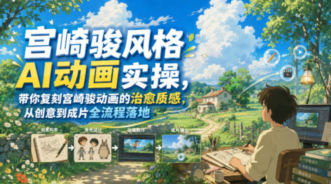 宫崎骏风格AI动画实操,带你复刻宫崎骏动画的治愈质感,从创意到成片全流程落地采购|汽车产业|汽车配件|机加工企业家交流社群中心