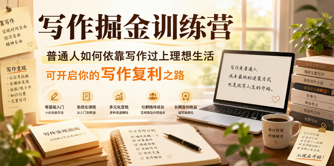 写作掘金训练营，普通人如何依靠写作过上理想生活，可开启你的写作复利之路(更新6月)采购|汽车产业|汽车配件|机加工企业家交流社群中心