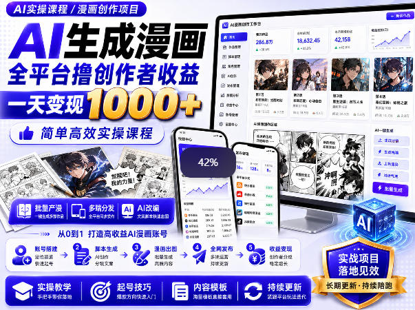 AI生成漫画全平台撸创作者收益内部课程，实操最高单日变现1k+采购|汽车产业|汽车配件|机加工企业家交流社群中心