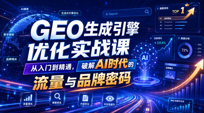 GEO生成引擎优化实战课,从入门到精通,破解AI时代的流量与品牌密码采购|汽车产业|汽车配件|机加工企业家交流社群中心