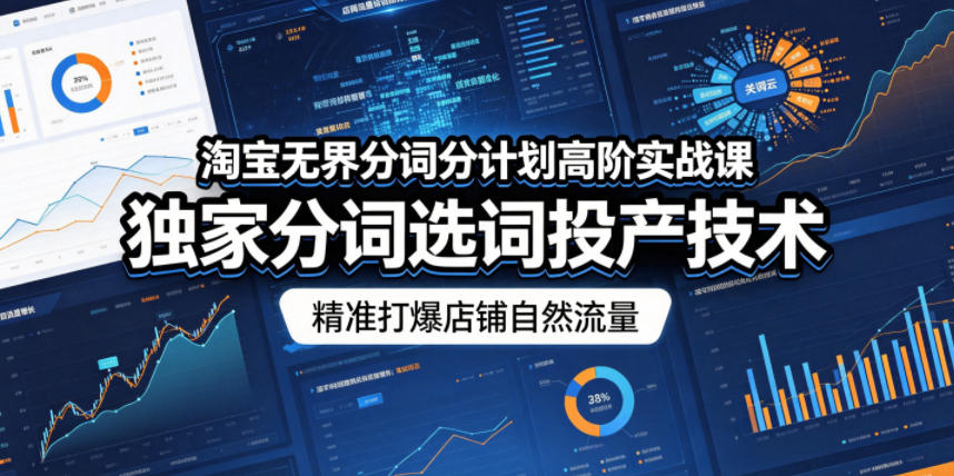 淘宝无界分词分计划高阶实战课，独家分词选词投产技术，精准打爆店铺自然流量采购|汽车产业|汽车配件|机加工企业家交流社群中心