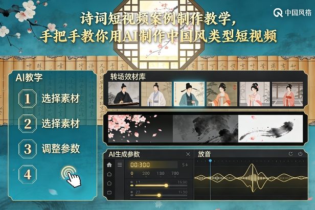 古诗词短视频案例制作教学，手把手教你用AI制作中国风类型短视频采购|汽车产业|汽车配件|机加工蚂蚁智酷企业交流社群中心