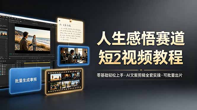 人生感悟赛道短视频教程，零基础轻松上手，AI文案剪辑全套实操可批量出片采购|汽车产业|汽车配件|机加工企业家交流社群中心