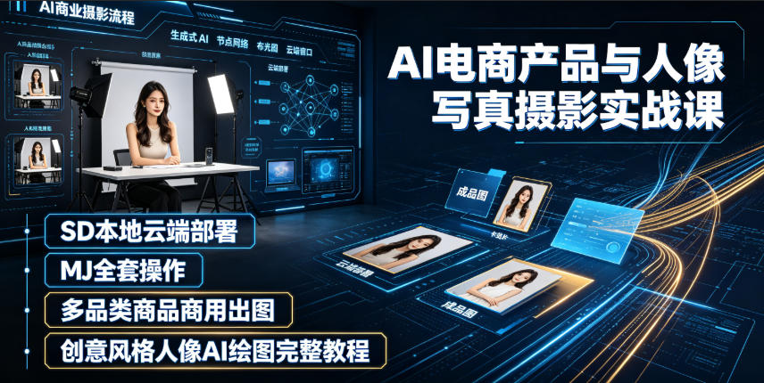 AI电商产品与人像写真摄影实战课｜SD本地云端部署、MJ全套操作、多品类商品商用出图、创意风格人像AI绘图完整教程采购|汽车产业|汽车配件|机加工企业家交流社群中心