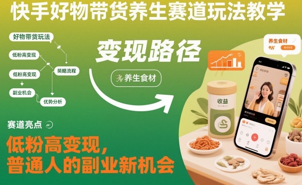 快手好物带货养生赛道玩法教学,低粉高变现,普通人的副业新机会采购|汽车产业|汽车配件|机加工蚂蚁智酷企业交流社群中心