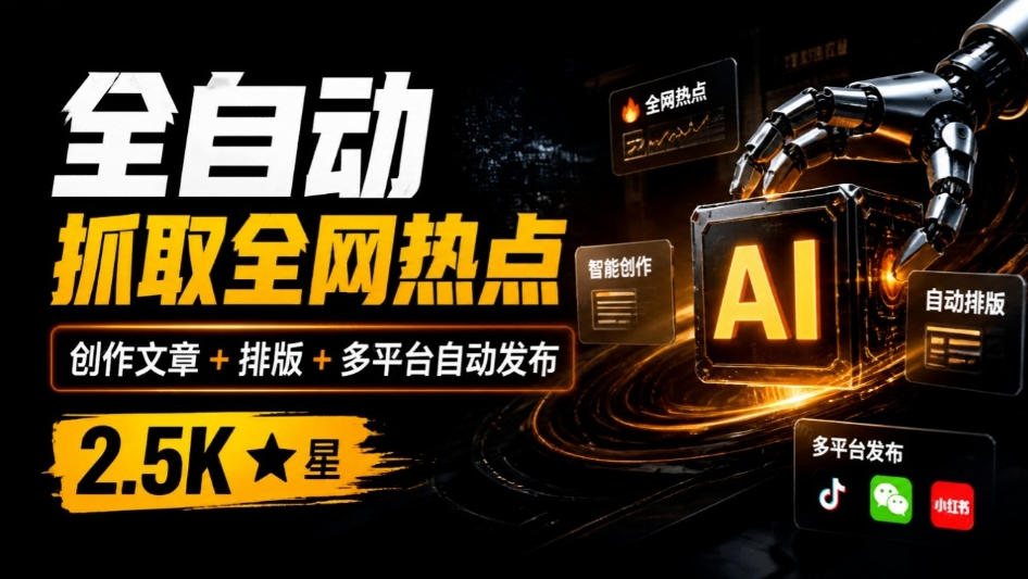 全自动抓取全网热点，创作文章并排版，并多平台自动发布！2.5k stars热点写作工具万稿汇AIMedia采购|汽车产业|汽车配件|机加工企业家交流社群中心