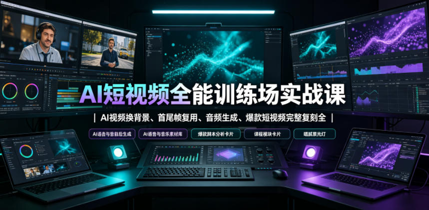 AI短视频全能训练场实战课|AI视频换背景、首尾帧复用、音频生成、爆款短视频完整复刻全套实操教学采购|汽车产业|汽车配件|机加工企业家交流社群中心