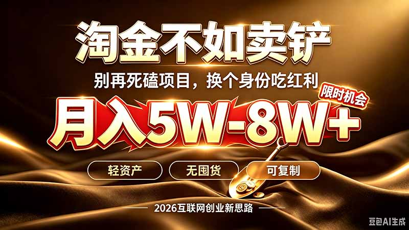 别再傻乎乎埋头跑项目!互联网真正赚钱逻辑:做卖铲人,拒绝当韭菜,逆风翻盘月入5-8W+采购|汽车产业|汽车配件|机加工企业家交流社群中心