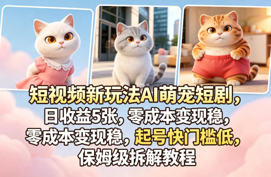 短视频新玩法AI萌宠短剧，日收益5张，零成本变现稳，起号快门槛低，保姆级拆解教程采购|汽车产业|汽车配件|机加工企业家交流社群中心