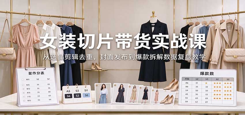 女装切片带货实战课:从选品剪辑去重,封面发布到爆款拆解数据复盘教学采购|汽车产业|汽车配件|机加工企业家交流社群中心