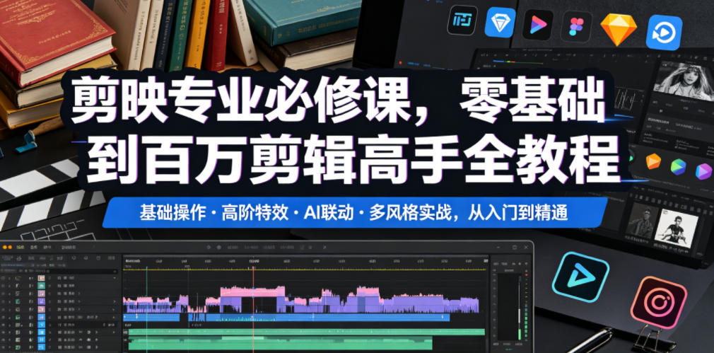 剪映专业必修课，零基础到百万剪辑高手全教程，基础操作・高阶特效・AI联动・多风格实战，从入门到精通采购|汽车产业|汽车配件|机加工企业家交流社群中心