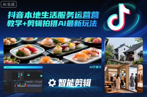 抖音本地生活服务运营教学+剪辑拍摄AI最新玩法采购|汽车产业|汽车配件|机加工蚂蚁智酷企业交流社群中心