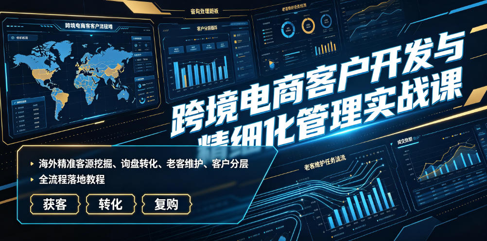 跨境电商客户开发与精细化管理实战课｜海外精准客源挖掘、询盘转化、老客维护、客户分层全流程落地教程采购|汽车产业|汽车配件|机加工企业家交流社群中心
