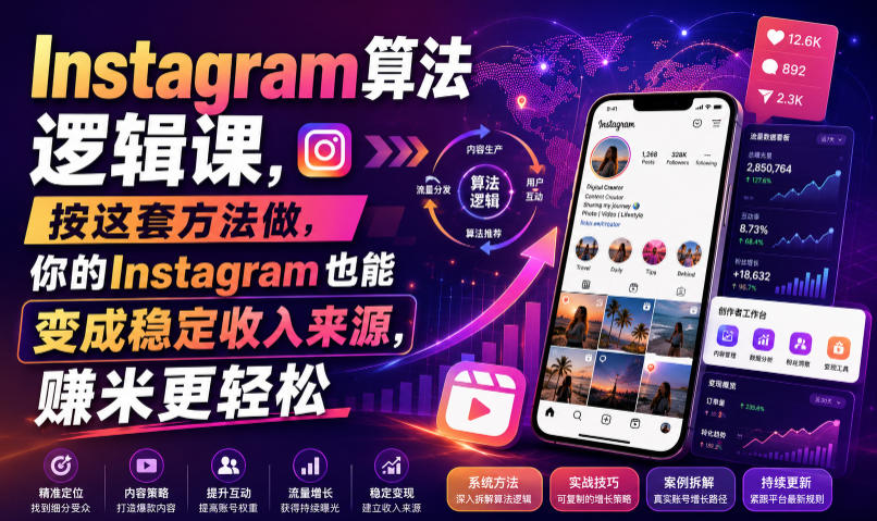 Instagram算法逻辑课，按这套方法做，你的Instagram也能变成稳定收入来源，賺米更轻松【原创双语字幕】采购|汽车产业|汽车配件|机加工企业家交流社群中心