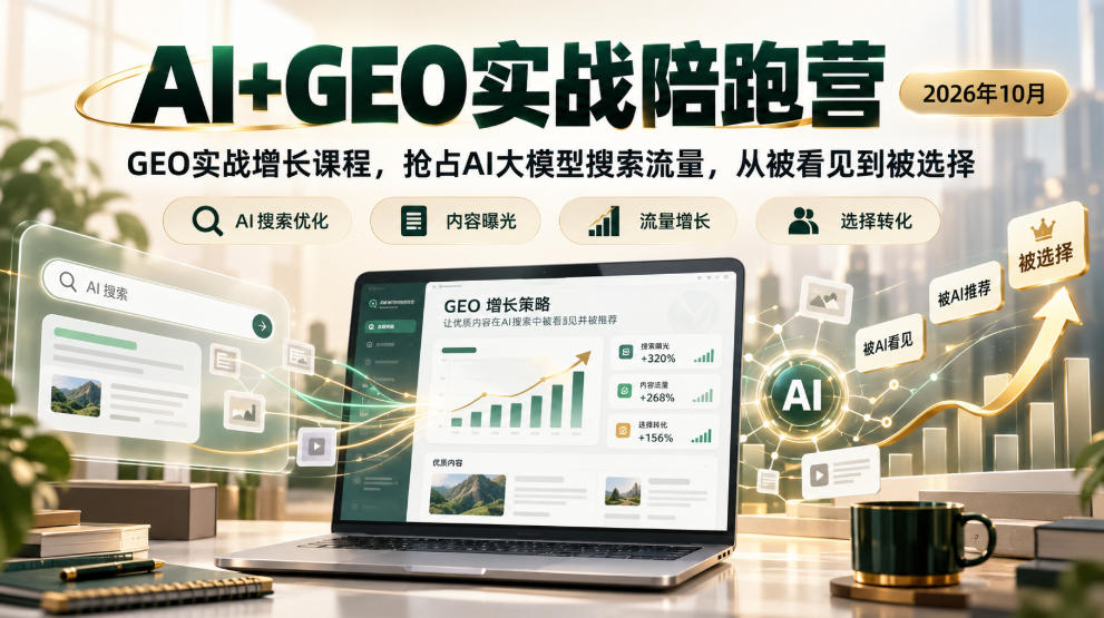 AI+GEO实战陪跑营2026年10月，GEO实战增长课程，抢占AI大模型搜索流量，从被看见到被选择采购|汽车产业|汽车配件|机加工企业家交流社群中心