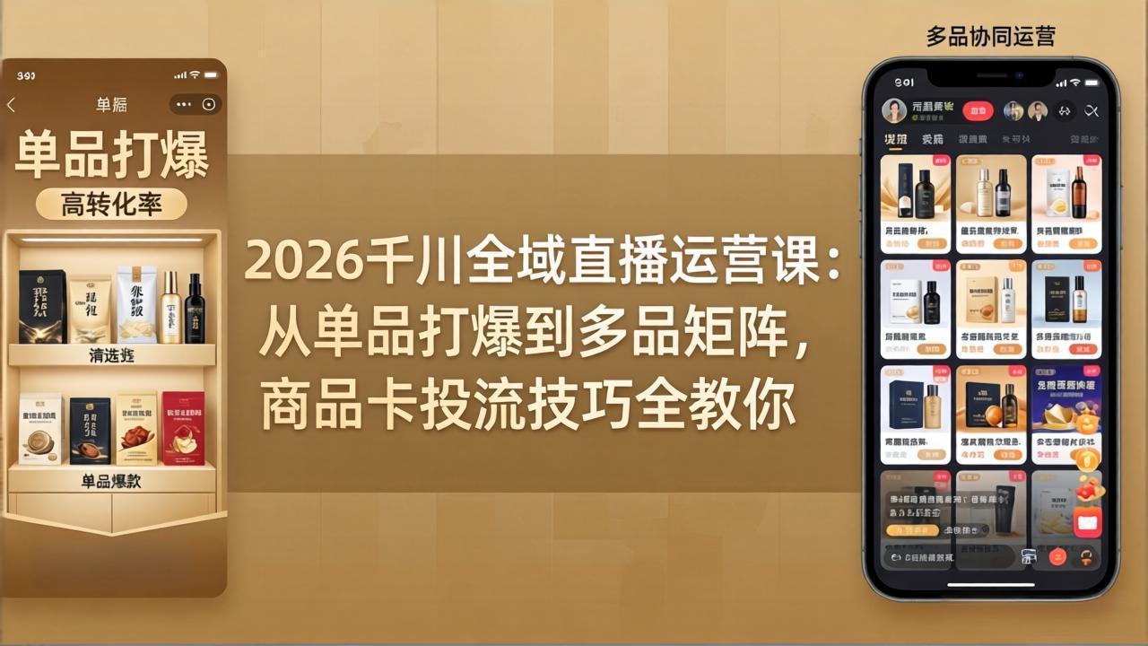 2026千川全域直播运营课：从单品打爆到多品矩阵，商品卡投流技巧全教你采购|汽车产业|汽车配件|机加工企业家交流社群中心
