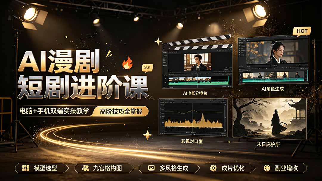 AI漫剧短剧进阶课｜电脑+手机双端实操教学｜影视剧对口型人物吃瓜×解压末日庇护所全程讲解，高阶技巧全掌握采购|汽车产业|汽车配件|机加工企业家交流社群中心
