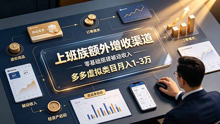 上班族额外增收渠道,零基础搭建被动收入,多多虚拟类目月入 1-3 万采购|汽车产业|汽车配件|机加工企业家交流社群中心