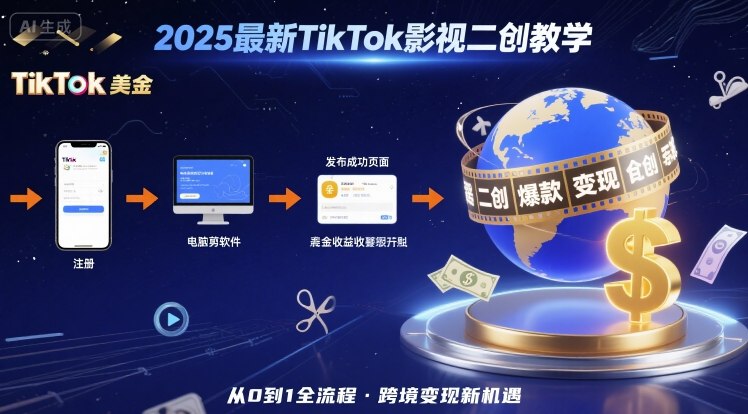 2025年最新TikTok影视二创教学，从注册到发布撸美金全流程，跨境变现新机遇采购|汽车产业|汽车配件|机加工蚂蚁智酷企业交流社群中心