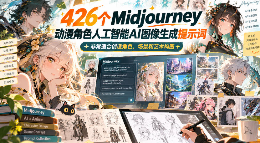 426个Midjourney动漫角色人工智能AI图像生成提示词，非常适合创造角色、场景和艺术构图采购|汽车产业|汽车配件|机加工企业家交流社群中心