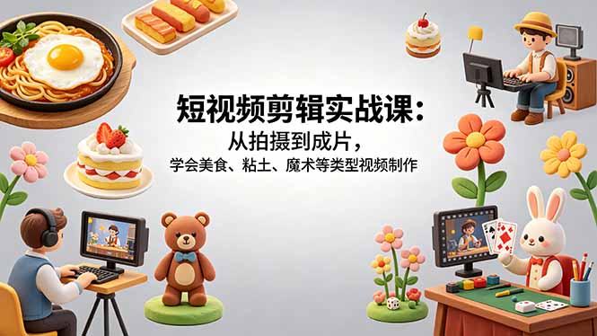 短视频剪辑实战课：从拍摄到成片，学会美食、粘土、魔术等类型视频制作采购|汽车产业|汽车配件|机加工企业家交流社群中心