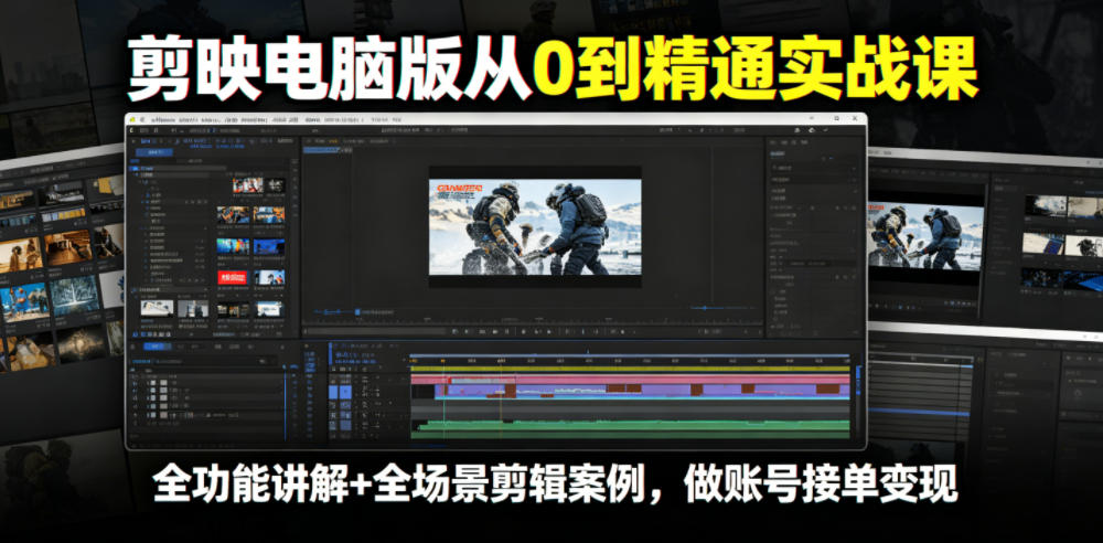 剪映电脑版从0到精通实战课，全功能讲解+全场景剪辑案例，做账号接单变现采购|汽车产业|汽车配件|机加工企业家交流社群中心