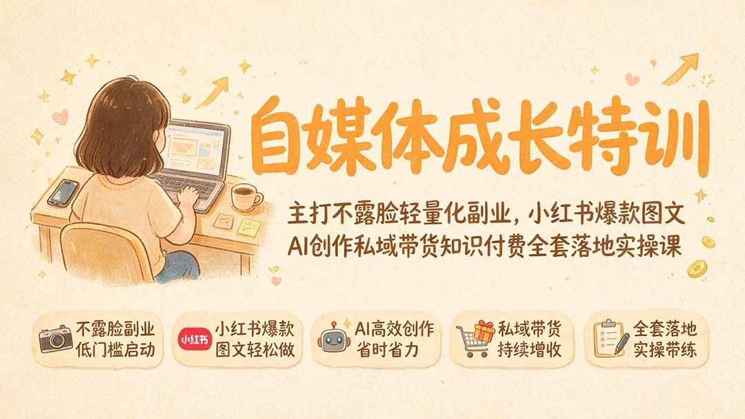 自媒体成长特训｜主打不露脸轻量化副业，小红书爆款图文AI创作私域带货知识付费全套落地实操课采购|汽车产业|汽车配件|机加工企业家交流社群中心