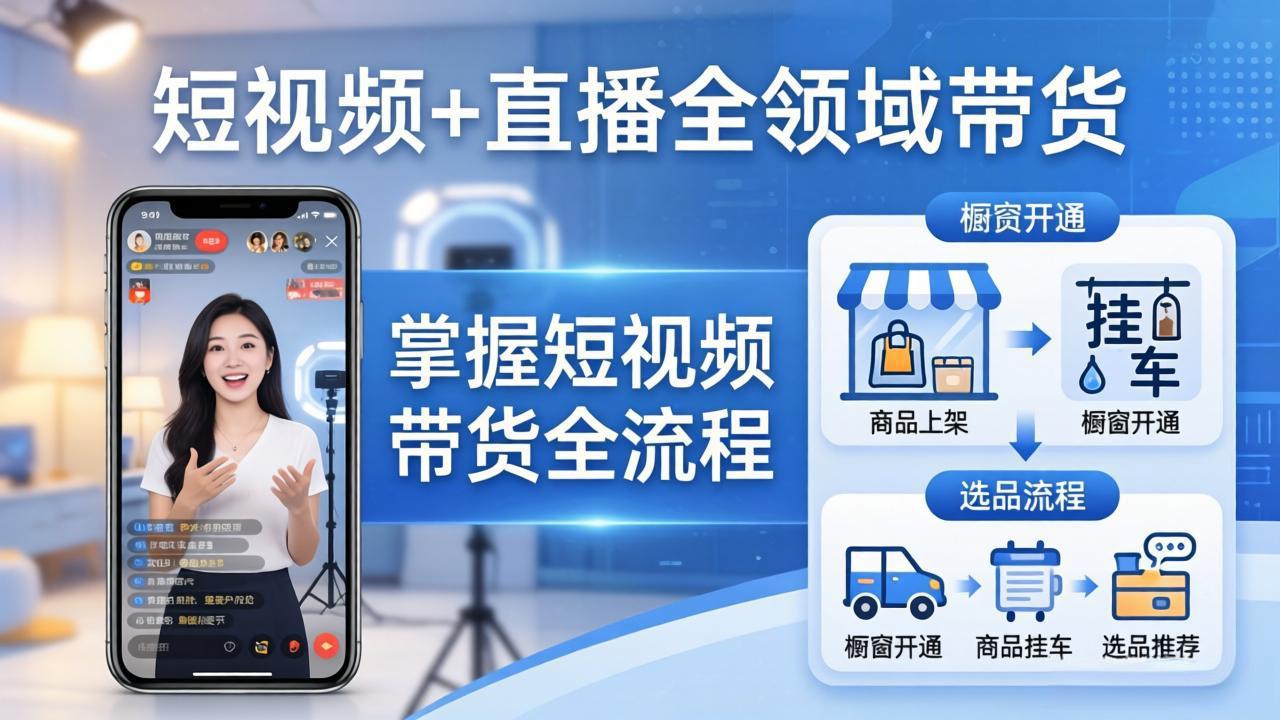 短视频+直播全领域带货：掌握橱窗开通、挂车、选品、爆款文案改编等短视频带货全流程采购|汽车产业|汽车配件|机加工企业家交流社群中心