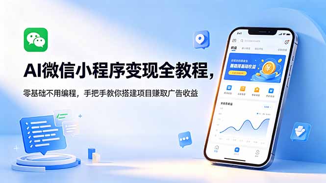 AI微信小程序变现全教程，零基础不用编程，手把手教你搭建项目赚取广告收益采购|汽车产业|汽车配件|机加工企业家交流社群中心