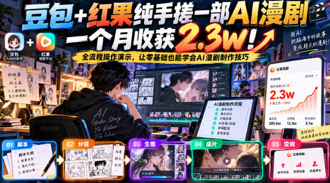 豆包+红果纯手搓一部AI漫剧一个月收获2.3w！全流程操作演示，让零基础也能学会AI漫剧制作技巧采购|汽车产业|汽车配件|机加工企业家交流社群中心