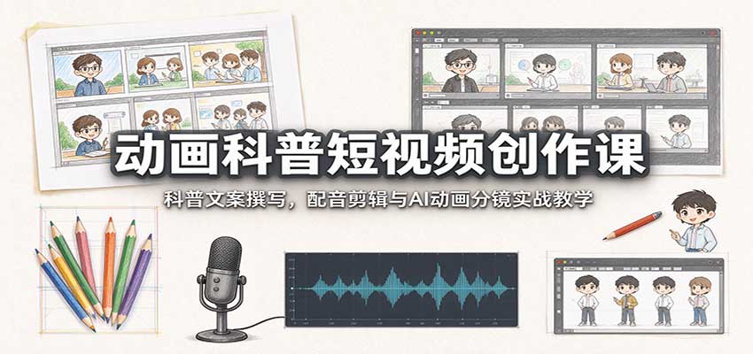动画科普短视频创作课：科普文案撰写，配音剪辑与AI动画分镜实战教学采购|汽车产业|汽车配件|机加工企业家交流社群中心