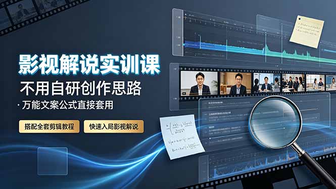 影视解说实训课:不用自研创作思路,万能文案公式直接套用,搭配全套剪辑教程,快速入局影视解说采购|汽车产业|汽车配件|机加工企业家交流社群中心