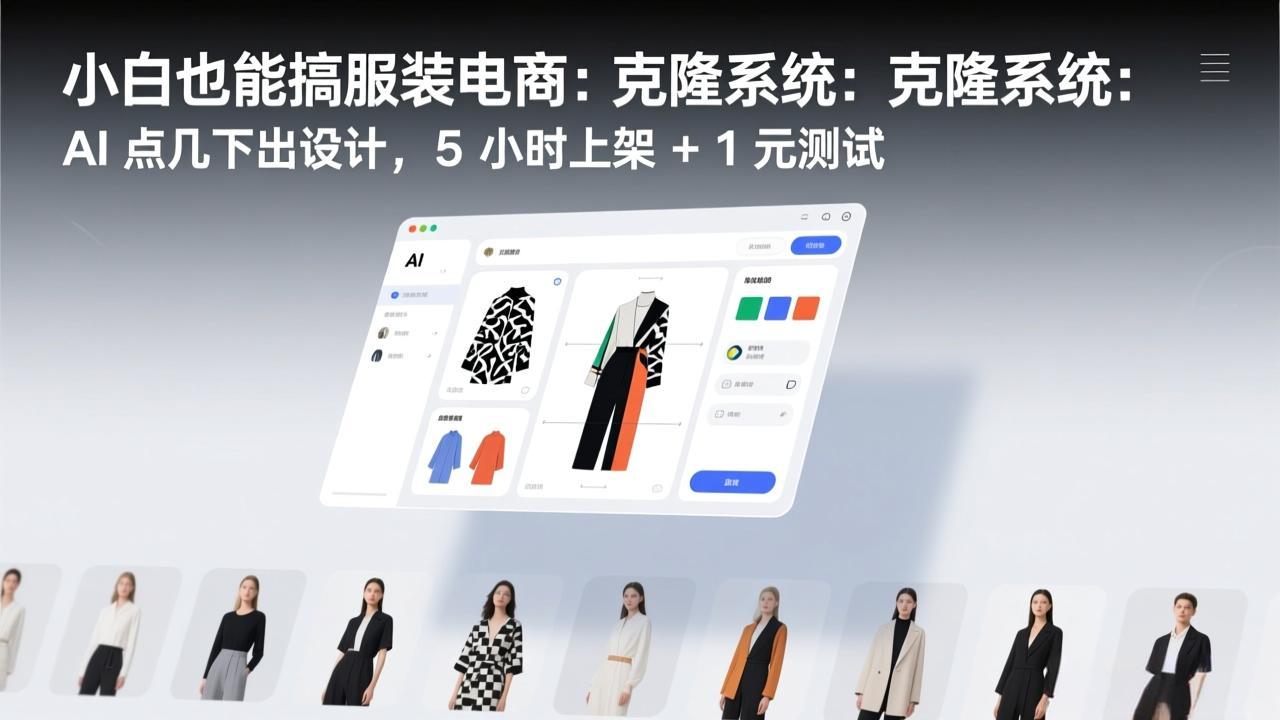 小白也能搞服装电商:克隆系统:AI 点几下出设计,5 小时上架 + 1 元测试采购|汽车产业|汽车配件|机加工蚂蚁智酷企业交流社群中心