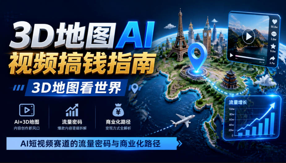 3D地图AI视频搞钱指南，3D地图看世界，AI短视频赛道的流量密码与商业化路径【文档】采购|汽车产业|汽车配件|机加工企业家交流社群中心