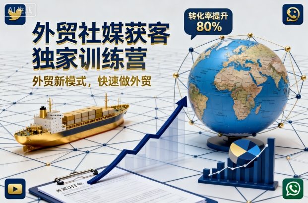外贸社媒获客独家训练营，外贸新模式，快速做外贸(更新26年5月)采购|汽车产业|汽车配件|机加工企业家交流社群中心