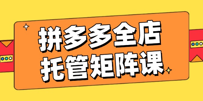 拼多多全店托管矩阵课，盈利动销玩法，高效计划设置，提升店铺效益采购|汽车产业|汽车配件|机加工蚂蚁智酷企业交流社群中心