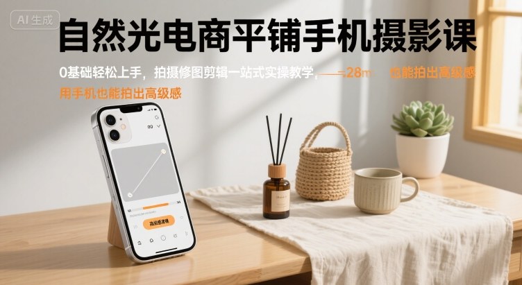 自然光电商平铺手机摄影课,0基础轻松上手,拍摄修图剪辑一站式实操教学,用手机也能拍出高级感采购|汽车产业|汽车配件|机加工蚂蚁智酷企业交流社群中心
