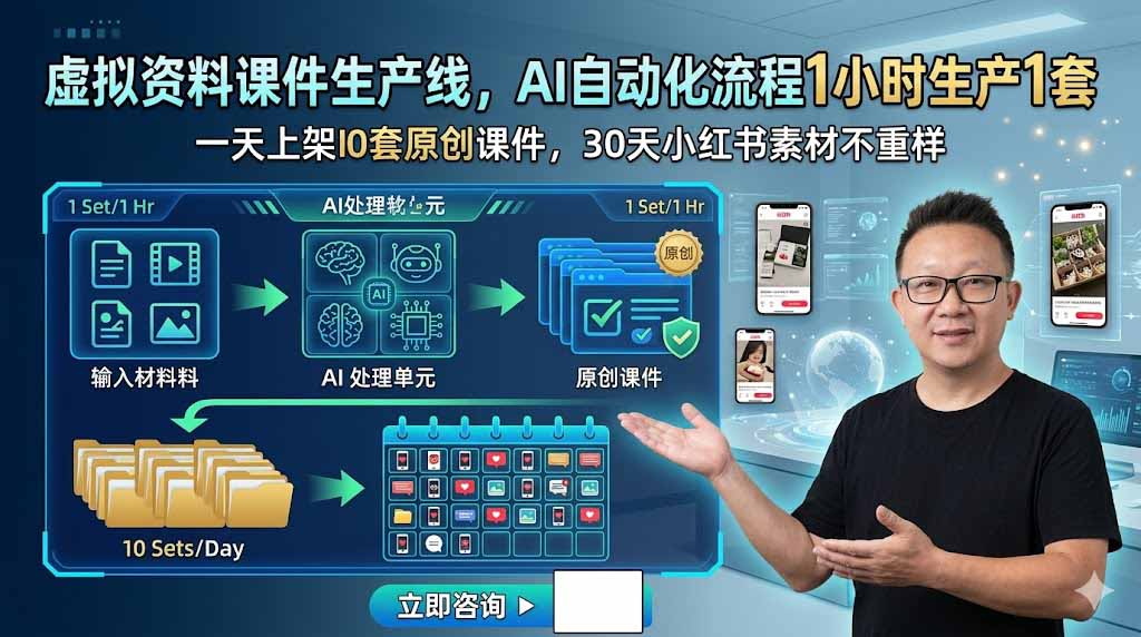 虚拟资料课件生产线，AI自动化流程1小时生产1套，一天上架10套原创课件，30天小红书素材不重样采购|汽车产业|汽车配件|机加工企业家交流社群中心