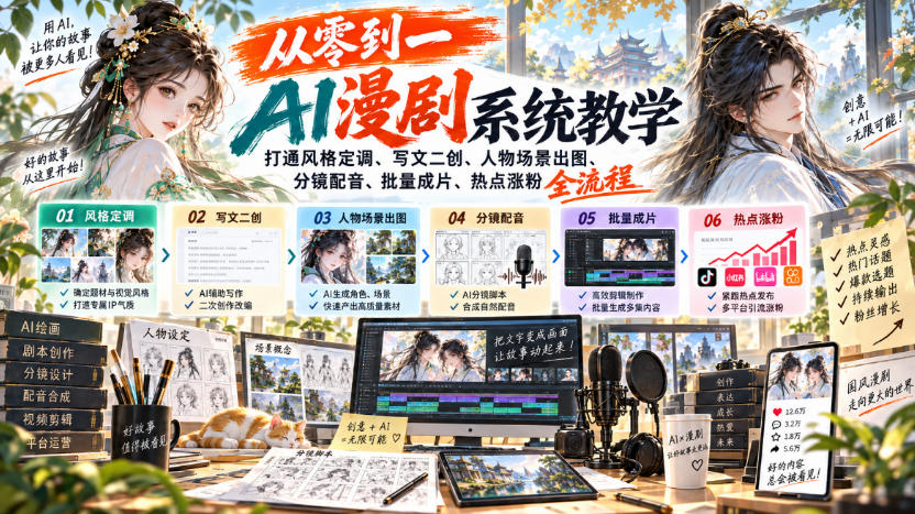 从零到一AI漫剧系统教学,打通风格定调、写文二创、人物场景出图、分镜配音、批量成片、热点涨粉全流程采购|汽车产业|汽车配件|机加工企业家交流社群中心