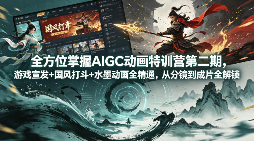 全方位掌握AIGC动画特训营第二期，游戏宣发+国风打斗+水墨动画全精通，从分镜到成片全解锁采购|汽车产业|汽车配件|机加工企业家交流社群中心