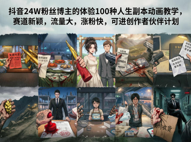 抖音24W粉丝博主的体验100种人生副本动画教学，赛道新颖，流量大，涨粉快，可进创作者伙伴计划采购|汽车产业|汽车配件|机加工企业家交流社群中心
