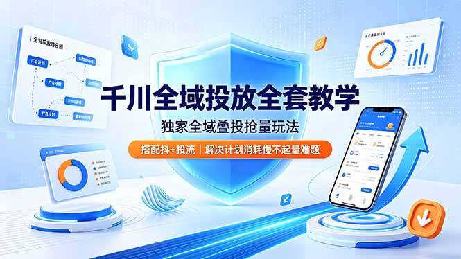 千川全域投放全套教学,独家全域叠投抢量玩法,搭配抖+投流,解决计划消耗慢不起量难题采购|汽车产业|汽车配件|机加工企业家交流社群中心